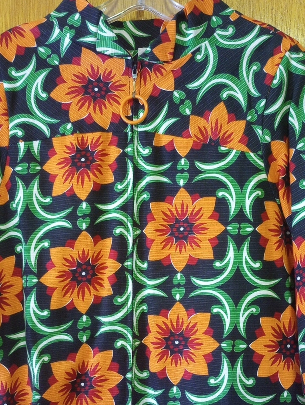 Gilead Bright Colorful Vtg Floral Retro Mini Dress. Orange Red Green White Black